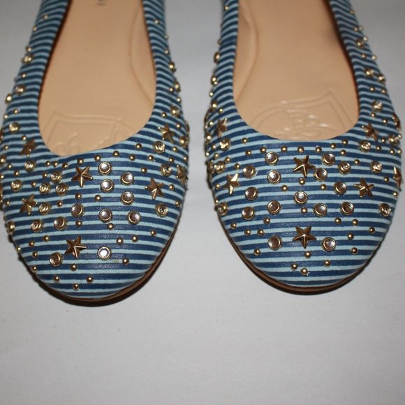 Gianni Bini blue and baby blue flats with studs - Picture 4 of 5